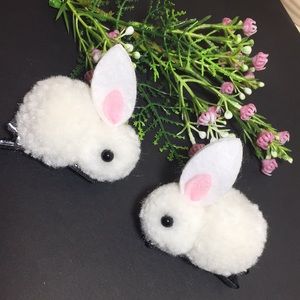 🍏50% OFF/3+...2-piece Set of Pompom Bunny Hair Clips